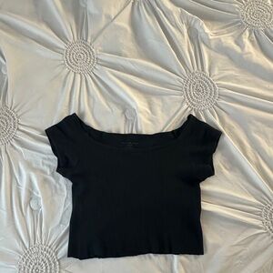 Brandy Melville black off the shoulder waffle top